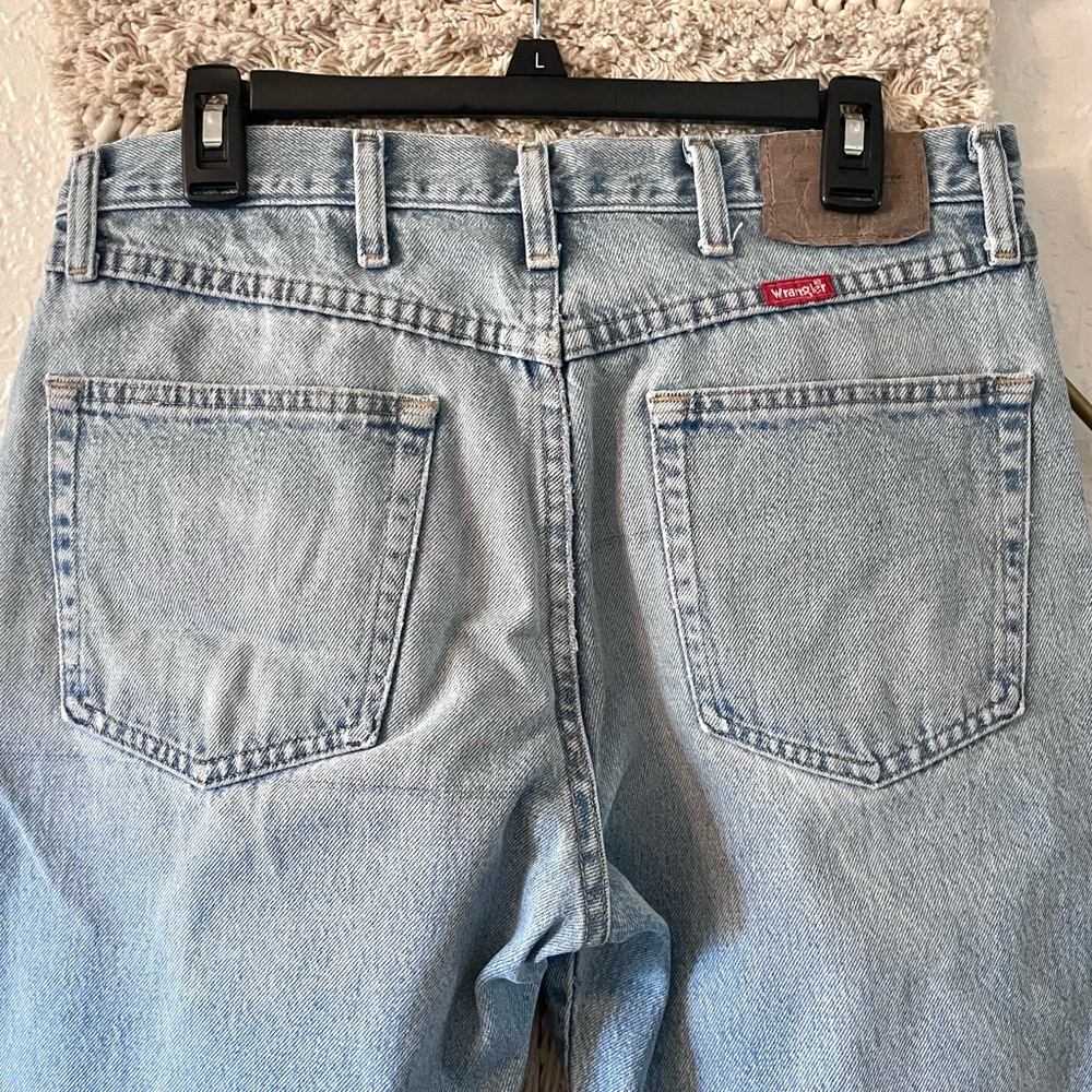 VINTAGE WRANGLER Light Blue Jeans Mens Distressed Straight Leg Cowboy 34x29